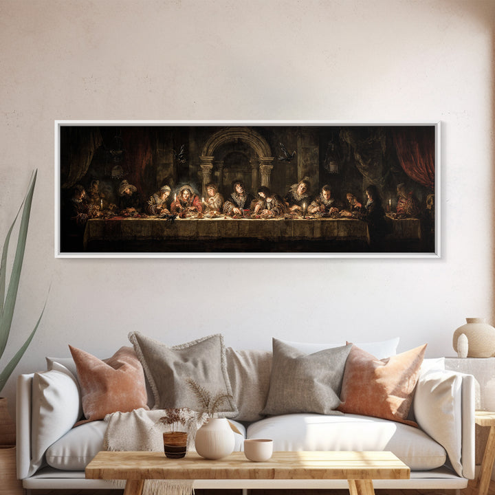 The Spider Sewing Circle, Dark Romantic Horror Art, Extra Wide Wall Art, Macabre Wall Art, Canvas Print, Halloween Wall Art
