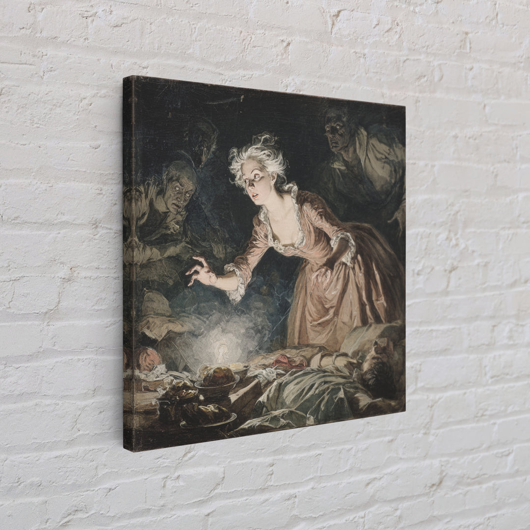 The Spider Sewing Circle, Gothic Nightmare Art, Square Wall Art, Gothic Horror Wall Art, Canvas Print, Halloween Wall Art