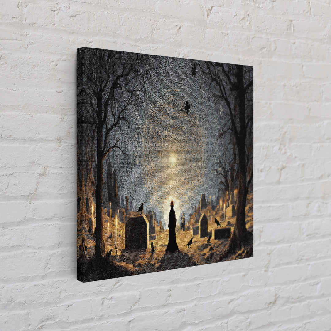 The Spider Sewing Circle, Romantic Gothic Landscape, Landscape Wall Art, Dark Halloween Decor, Canvas Print, Halloween Wall Art