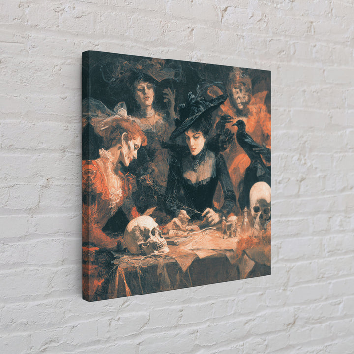 The Spider Sewing Circle, Decadent Gothic Art, Square Wall Art, Dark Halloween Decor, Canvas Print, Halloween Wall Art