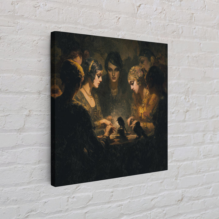 The Spider Sewing Circle, Dark Symbolist Art, Square Wall Art, Dark Fantasy Wall Art, Canvas Print, Halloween Wall Art