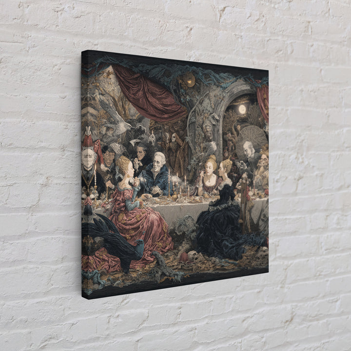 The Spider Sewing Circle, Symbolist Etching Art, Square Wall Art, Dark Halloween Decor, Framed Canvas Print, Halloween Wall Art