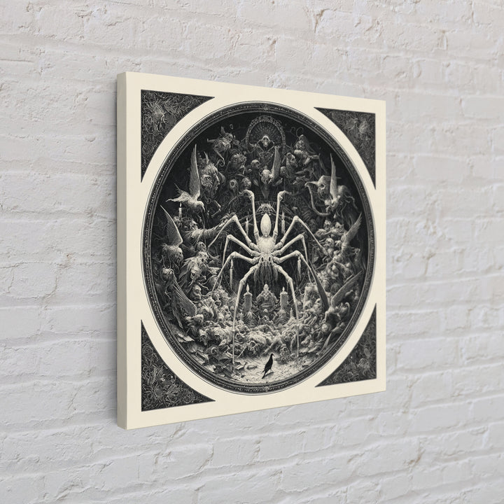 The Spider Sewing Circle, Biomechanical Horror Art, Square Wall Art, Gothic Horror Wall Art, Canvas Print, Halloween Wall Art