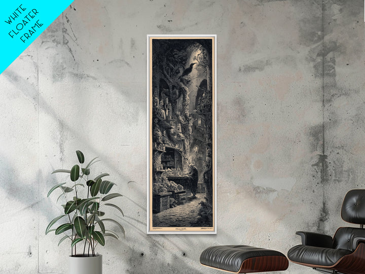 The Goblin Candy Shop, Gothic Engraving Art, Tall Narrow Wall Art, Dark Fantasy Wall Art, Framed Canvas Print, Halloween Wall Art
