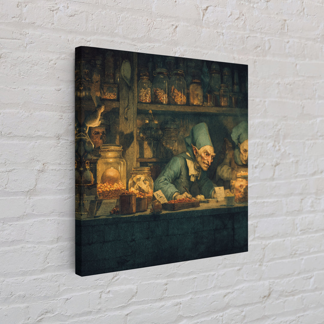 The Goblin Candy Shop, Danse Macabre Art, Square Wall Art, Gothic Horror Wall Art, Framed Canvas Print