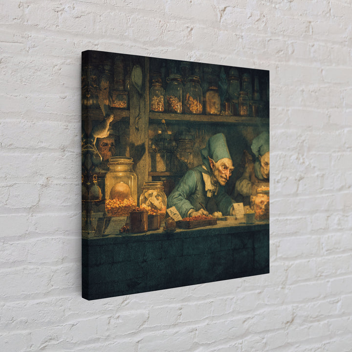 The Goblin Candy Shop, Danse Macabre Art, Square Wall Art, Gothic Horror Wall Art, Framed Canvas Print