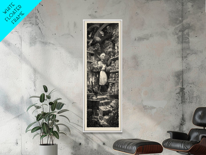 The Goblin Candy Shop, Architectural Etching Art, Tall Narrow Wall Art, Dark Halloween Decor, Canvas Print, Halloween Wall Art
