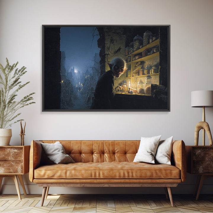 The Goblin Candy Shop, Romantic Gothic Landscape, Landscape Wall Art, Dark Halloween Decor, Canvas Print, Halloween Wall Art