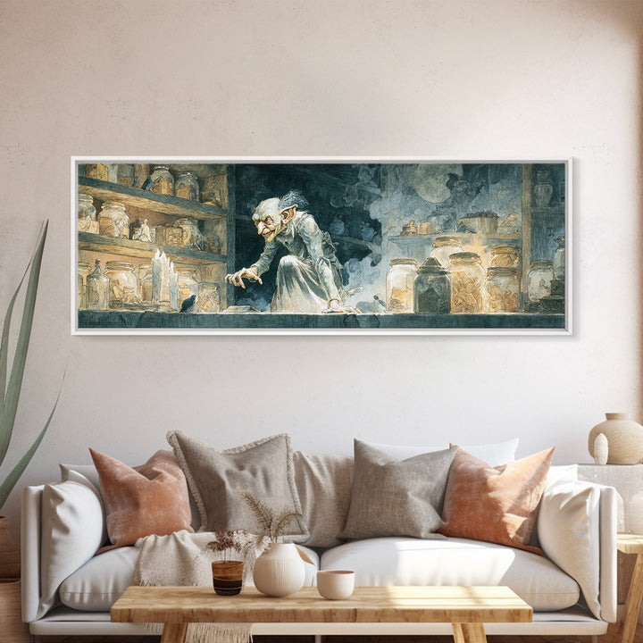 The Goblin Candy Shop, Symbolist Etching Art, Extra Wide Wall Art, Gothic Horror Wall Art, Canvas Print, Halloween Wall Art