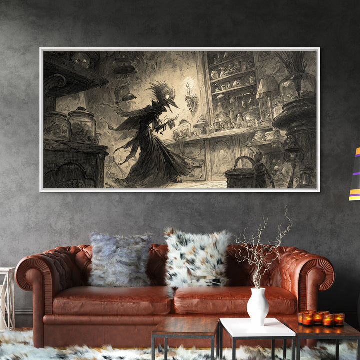 The Goblin Candy Shop, Expressionist Nightmare Art, Wide Panoramic Art, Dark Halloween Decor, Canvas Print, Halloween Wall Art