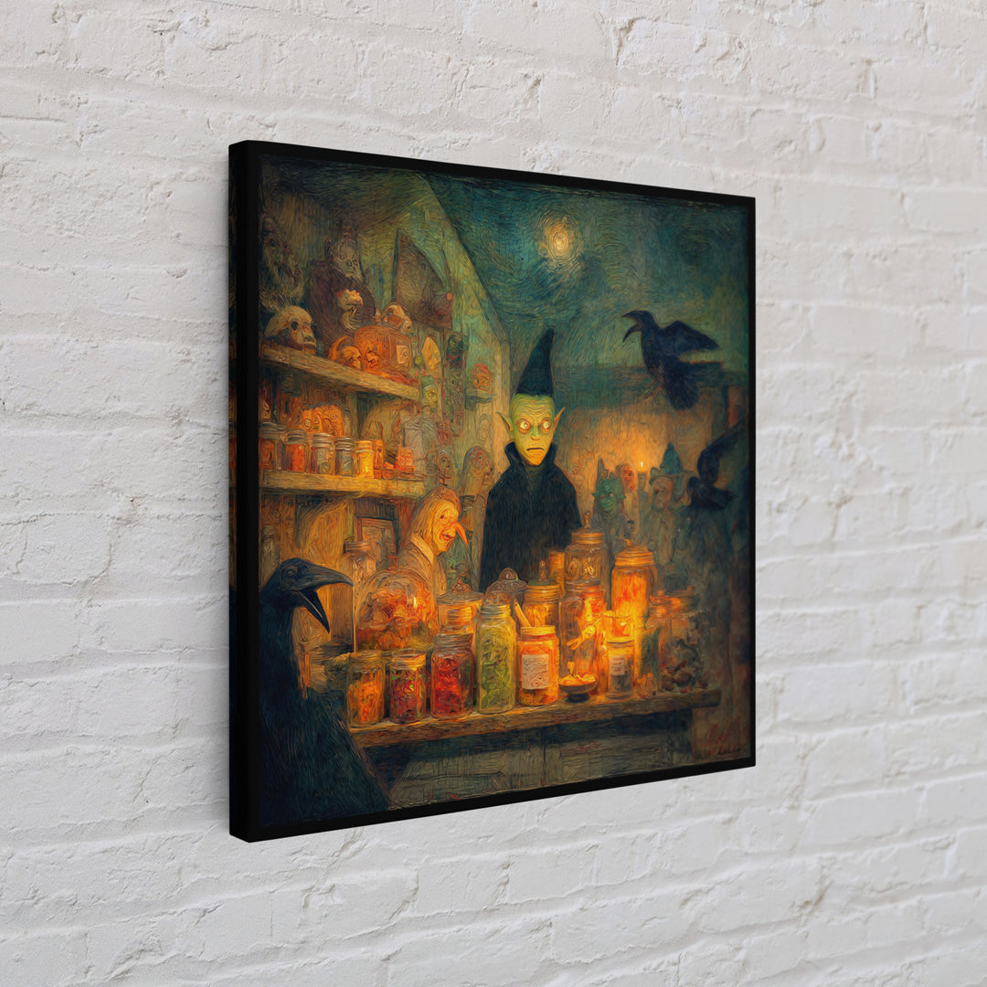 The Goblin Candy Shop, Expressionist Gothic Art, Square Wall Art, Dark Halloween Decor, Canvas Print, Halloween Wall Art, Gothic Home Decor