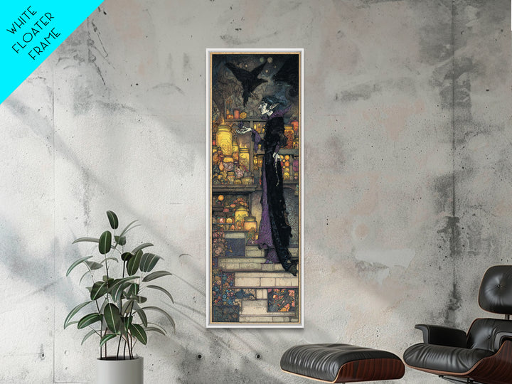The Goblin Candy Shop, Stained Glass Gothic Art, Tall Narrow Wall Art, Dark Halloween Decor, Framed Canvas Print, Halloween Wall Art