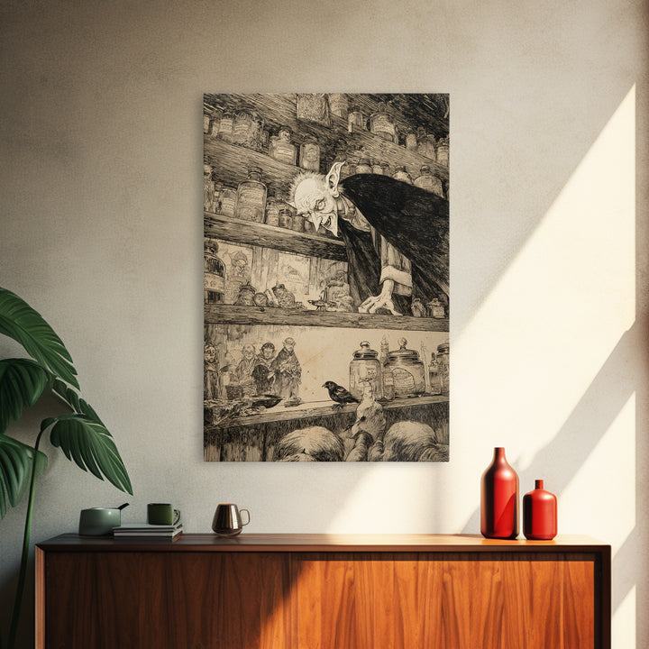 The Goblin Candy Shop, Victorian Macabre Art, Vertical Wall Art, Gothic Horror Wall Art, Framed Canvas Print, Halloween Wall Art