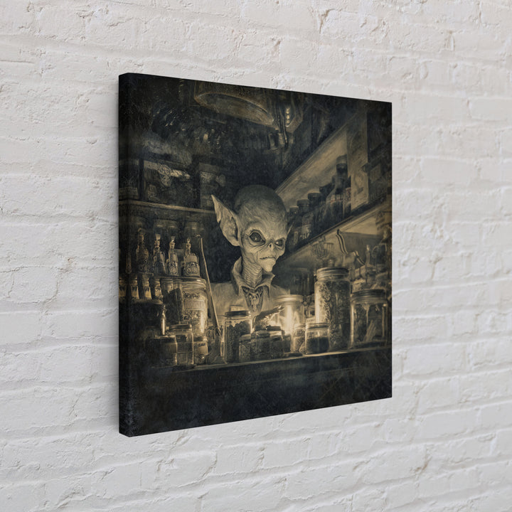 The Goblin Candy Shop, Biomechanical Horror Art, Square Wall Art, Macabre Wall Art, Canvas Print, Halloween Wall Art, Gothic Home Decor