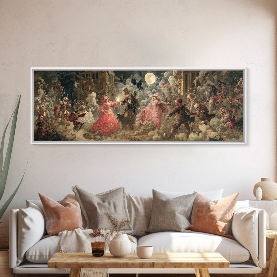 The Haunted Toy Parade, Gothic Engraving Art, Extra Wide Wall Art, Gothic Horror Wall Art, Canvas Print, Halloween Wall Art