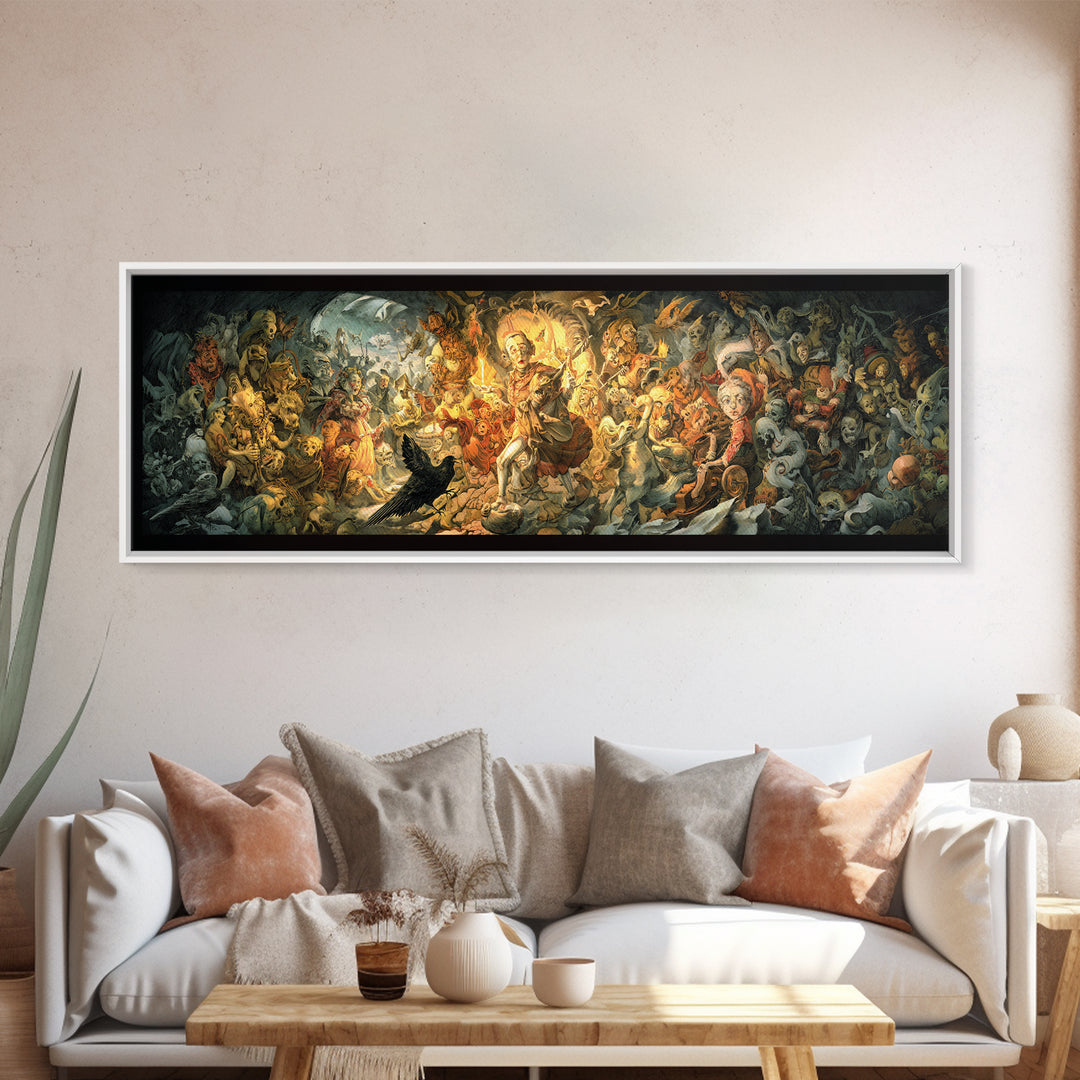 The Haunted Toy Parade, Dark Renaissance Art, Extra Wide Wall Art, Gothic Horror Wall Art, Canvas Print, Halloween Wall Art