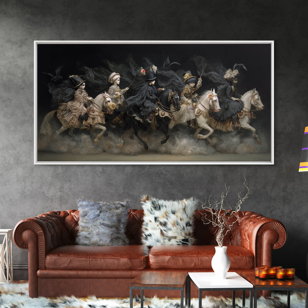 The Haunted Toy Parade, Dark Romantic Horror Art, Wide Panoramic Art, Gothic Horror Wall Art, Canvas Print, Halloween Wall Art