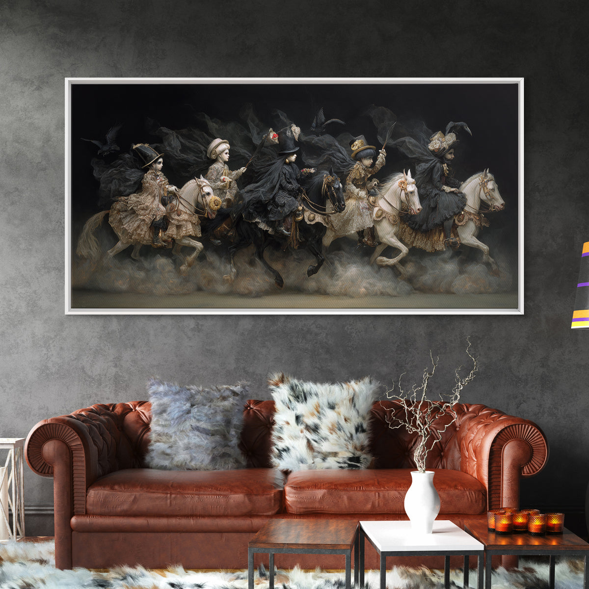 The Haunted Toy Parade, Dark Romantic Horror Art, Wide Panoramic Art, Gothic Horror Wall Art, Canvas Print, Halloween Wall Art