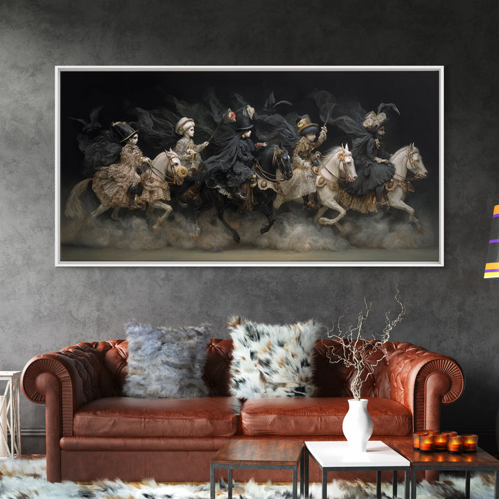 The Haunted Toy Parade, Dark Romantic Horror Art, Wide Panoramic Art, Gothic Horror Wall Art, Canvas Print, Halloween Wall Art