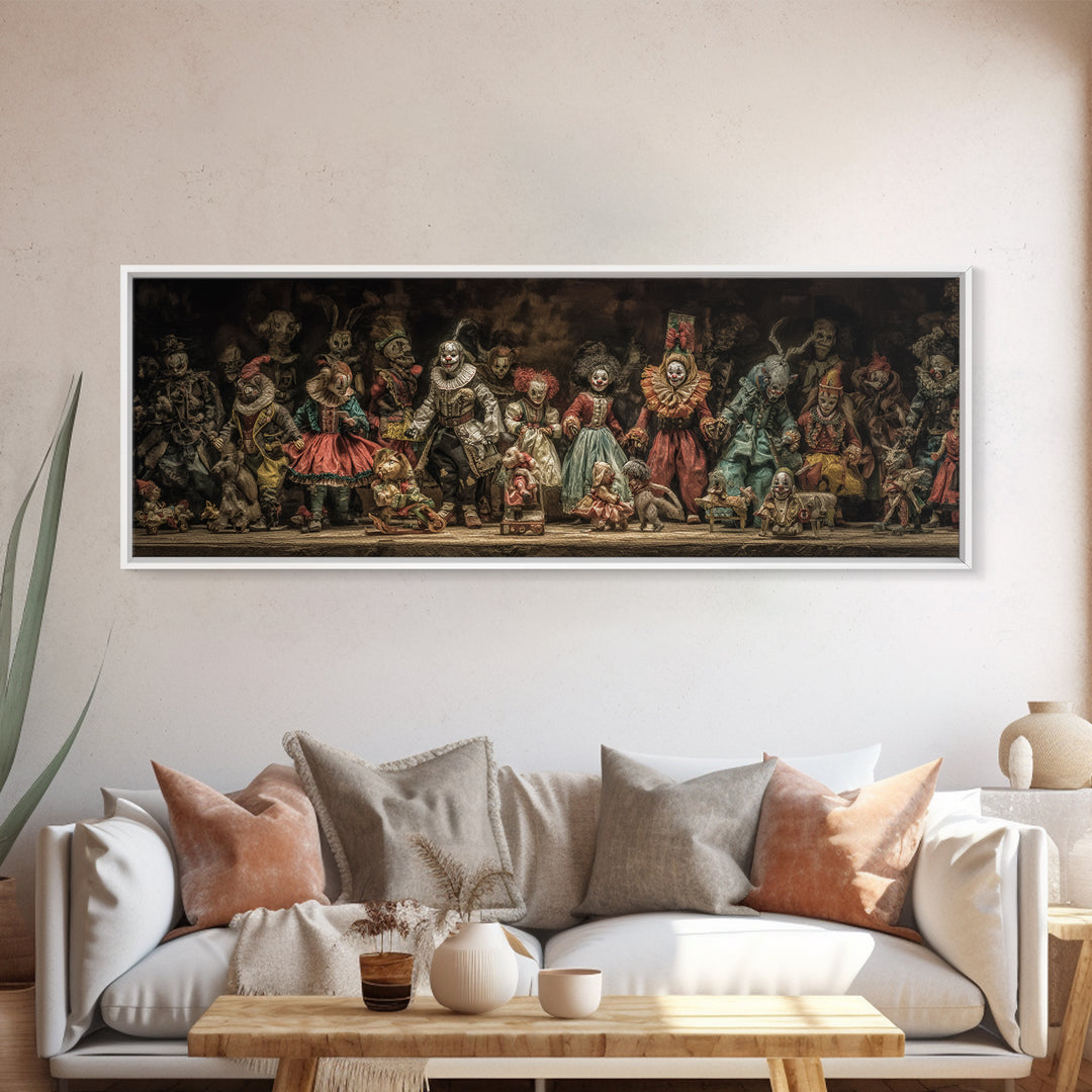 The Haunted Toy Parade, Gothic Nightmare Art, Extra Wide Wall Art, Gothic Horror Wall Art, Framed Canvas Print, Halloween Wall Art