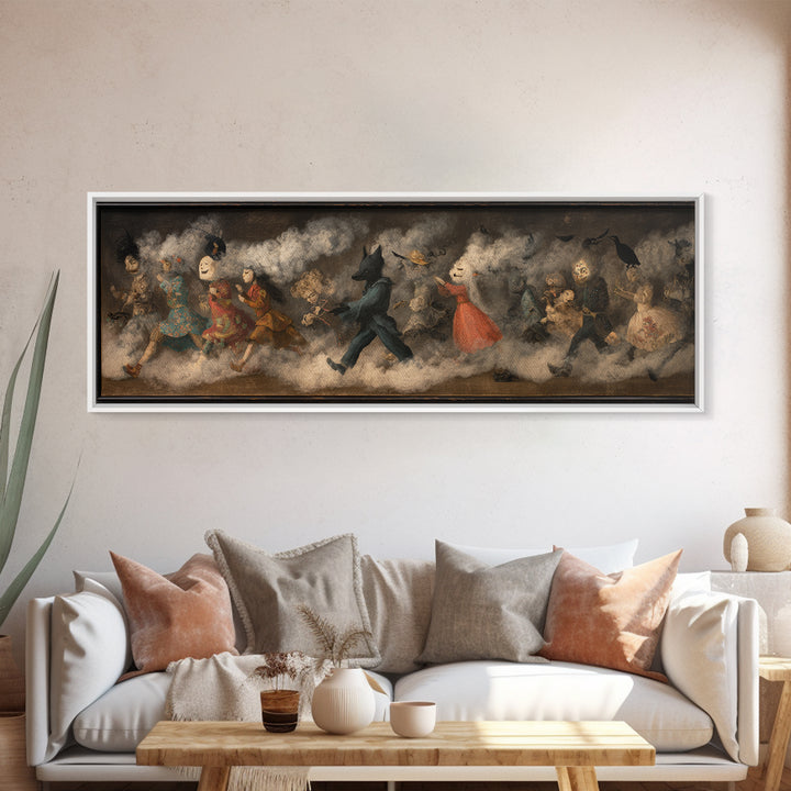The Haunted Toy Parade, Symbolist Dream Art, Extra Wide Wall Art, Dark Fantasy Wall Art, Canvas Print, Halloween Wall Art