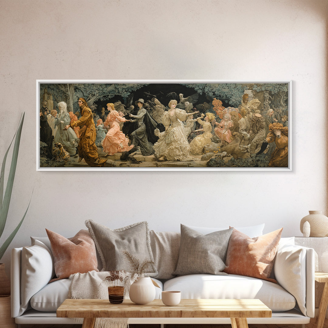 The Haunted Toy Parade, Symbolist Death Art, Extra Wide Wall Art, Macabre Wall Art, Framed Canvas Print, Halloween Wall Art