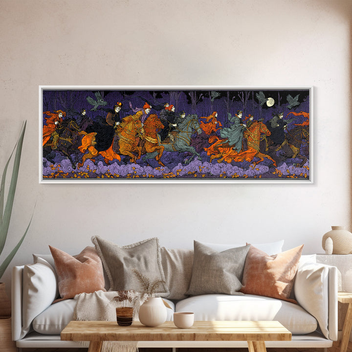The Haunted Toy Parade, Stained Glass Gothic Art, Extra Wide Wall Art, Dark Fantasy Wall Art, Framed Canvas Print, Halloween Wall Art