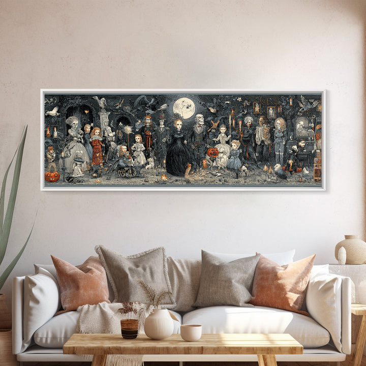 The Haunted Toy Parade, Victorian Macabre Art, Extra Wide Wall Art, Dark Fantasy Wall Art, Framed Canvas Print, Halloween Wall Art