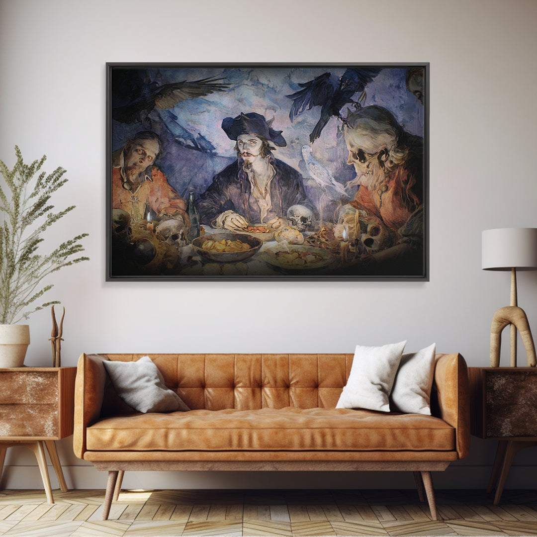 The Ghost Pirate Picnic, Expressionist Gothic Art, Landscape Wall Art, Dark Fantasy Wall Art, Canvas Print, Halloween Wall Art