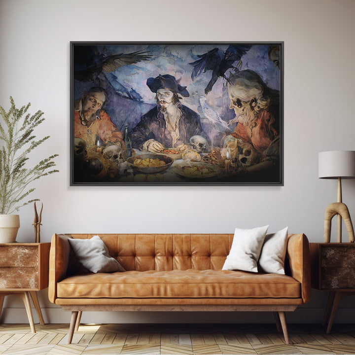 The Ghost Pirate Picnic, Expressionist Gothic Art, Landscape Wall Art, Dark Fantasy Wall Art, Canvas Print, Halloween Wall Art