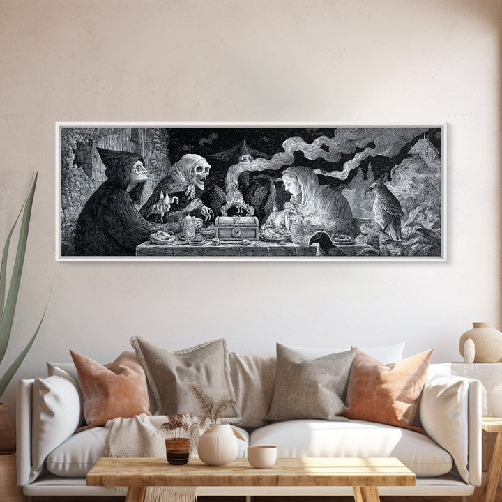 The Ghost Pirate Picnic, Victorian Macabre Art, Extra Wide Wall Art, Gothic Horror Wall Art, Canvas Print, Halloween Wall Art
