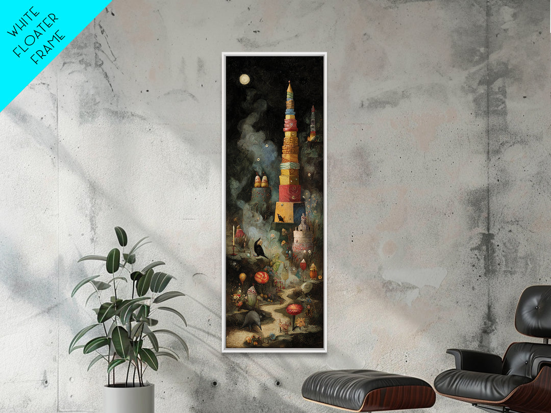 The Candy Corn Kingdom, Symbolist Dream Art, Tall Narrow Wall Art, Dark Fantasy Wall Art, Canvas Print, Halloween Wall Art