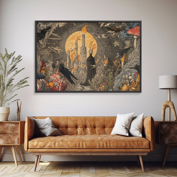 The Candy Corn Kingdom, Expressionist Nightmare Art, Landscape Wall Art, Macabre Wall Art, Framed Canvas Print, Halloween Wall Art
