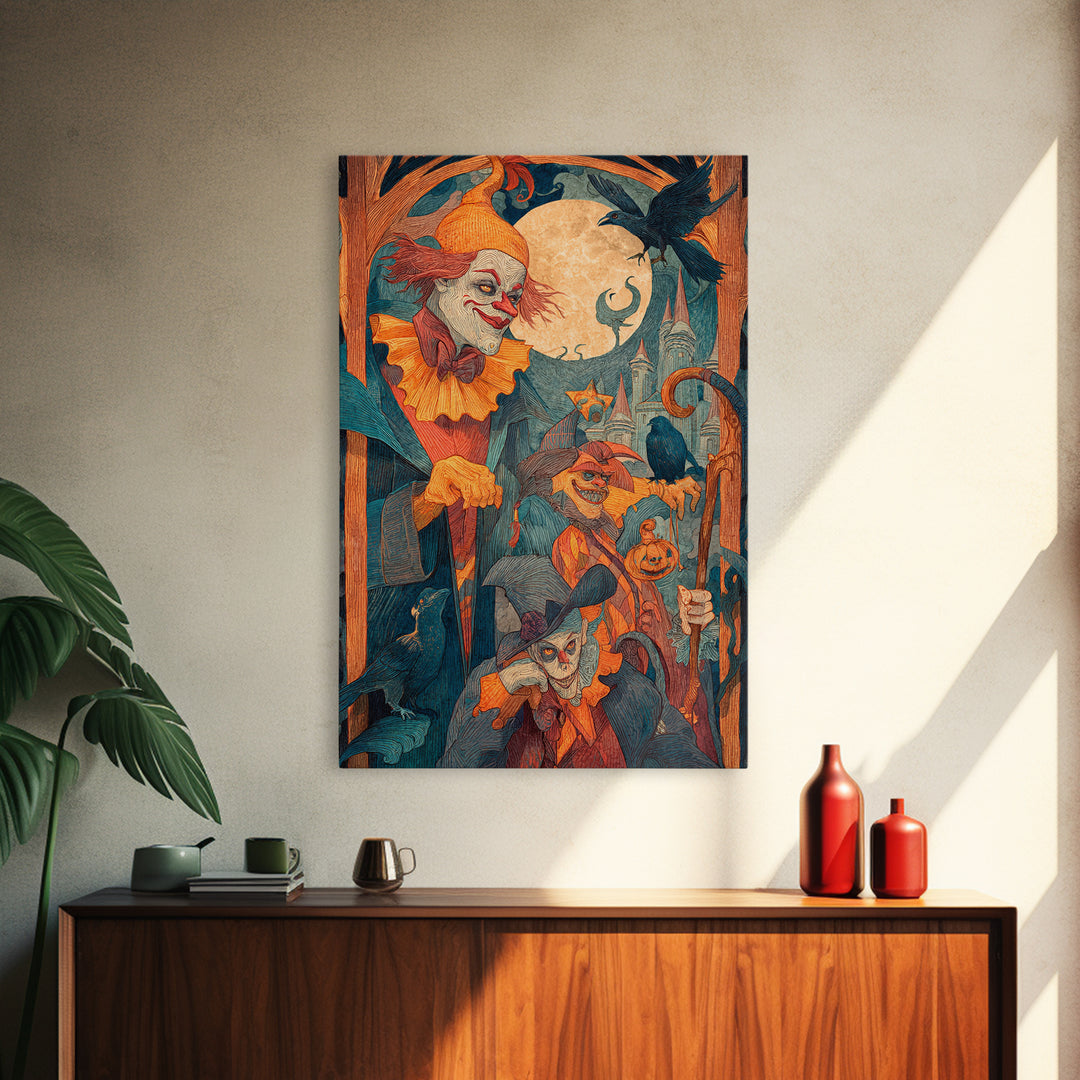 The Candy Corn Kingdom, Expressionist Gothic Art, Vertical Wall Art, Macabre Wall Art, Canvas Print, Halloween Wall Art, Spooky Wall Decor