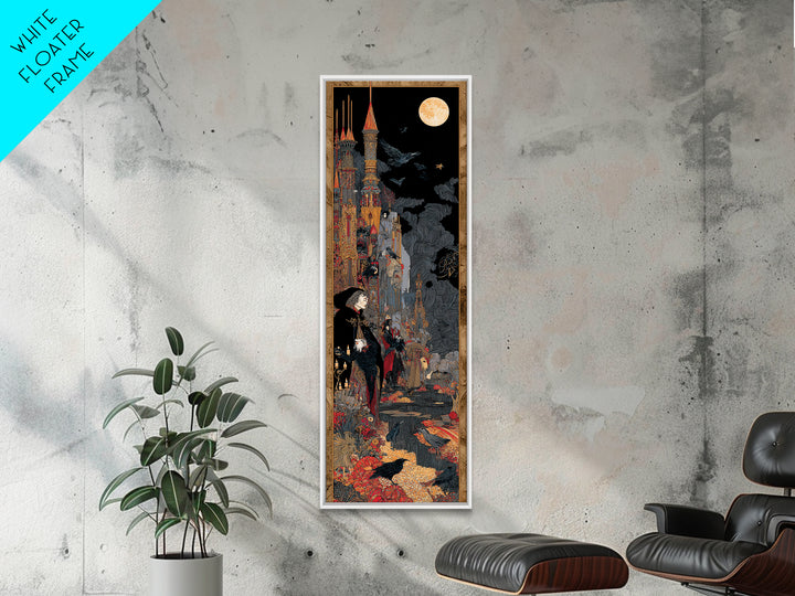 The Candy Corn Kingdom, Stained Glass Gothic Art, Tall Narrow Wall Art, Dark Fantasy Wall Art, Canvas Print, Halloween Wall Art