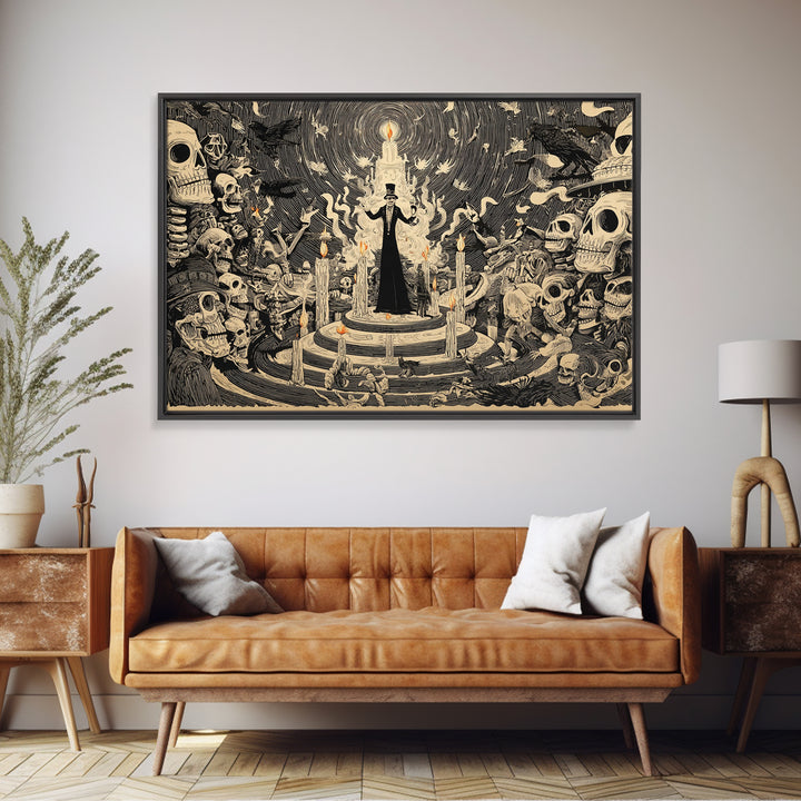 The Candy Corn Kingdom, Macabre Folk Print Art, Landscape Wall Art, Gothic Horror Wall Art, Canvas Print, Halloween Wall Art