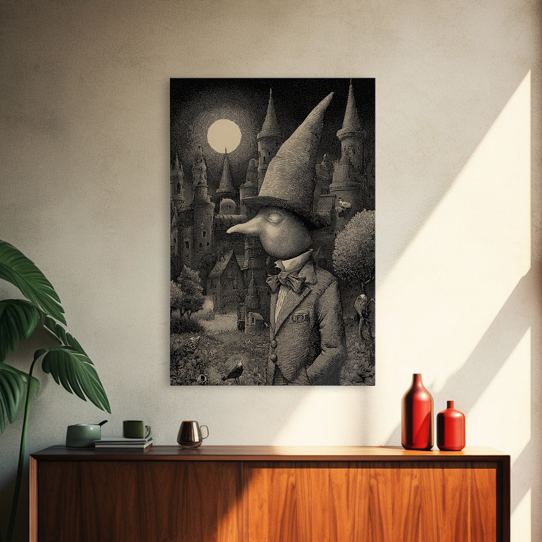 The Candy Corn Kingdom, Victorian Macabre Art, Vertical Wall Art, Dark Fantasy Wall Art, Framed Canvas Print, Halloween Wall Art