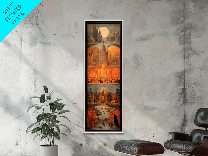 The Candy Corn Kingdom, Surreal Apocalyptic Art, Tall Narrow Wall Art, Dark Halloween Decor, Framed Canvas Print, Halloween Wall Art