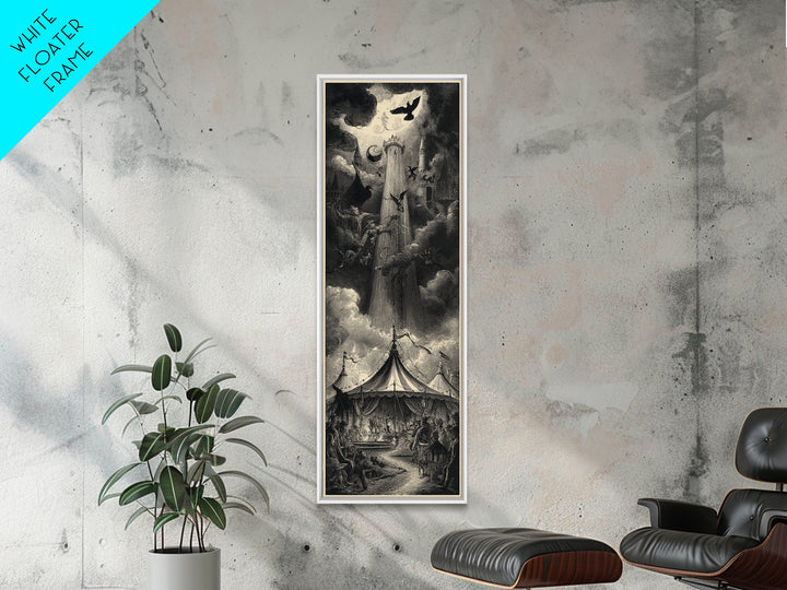 The Jack-O'-Lantern Circus, Gothic Engraving Art, Tall Narrow Wall Art, Gothic Horror Wall Art, Framed Canvas Print, Halloween Wall Art