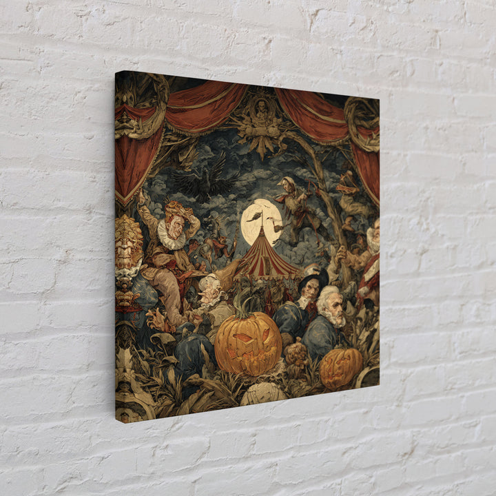 The Jack-O'-Lantern Circus, Dark Renaissance Art, Square Wall Art, Gothic Horror Wall Art, Framed Canvas Print