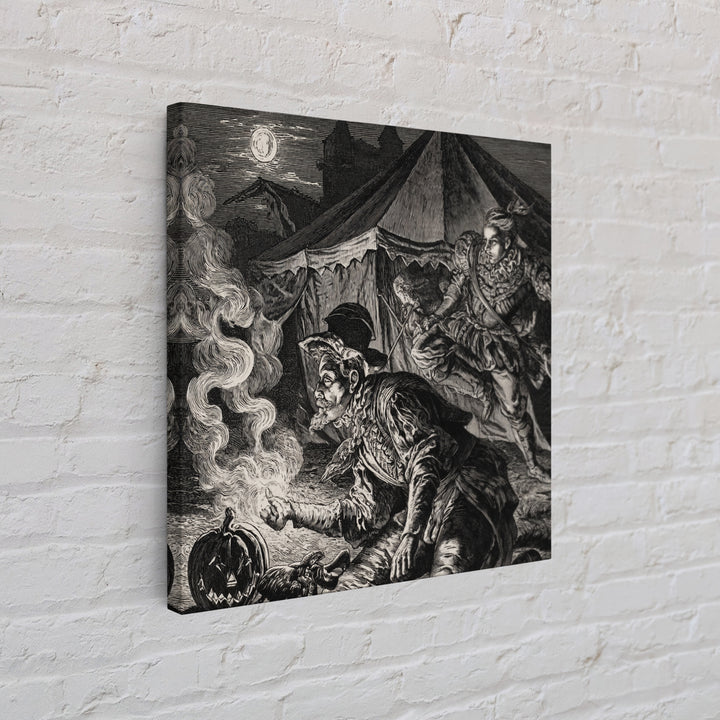 The Jack-O'-Lantern Circus, Renaissance Engraving Art, Square Wall Art, Dark Fantasy Wall Art, Canvas Print, Halloween Wall Art