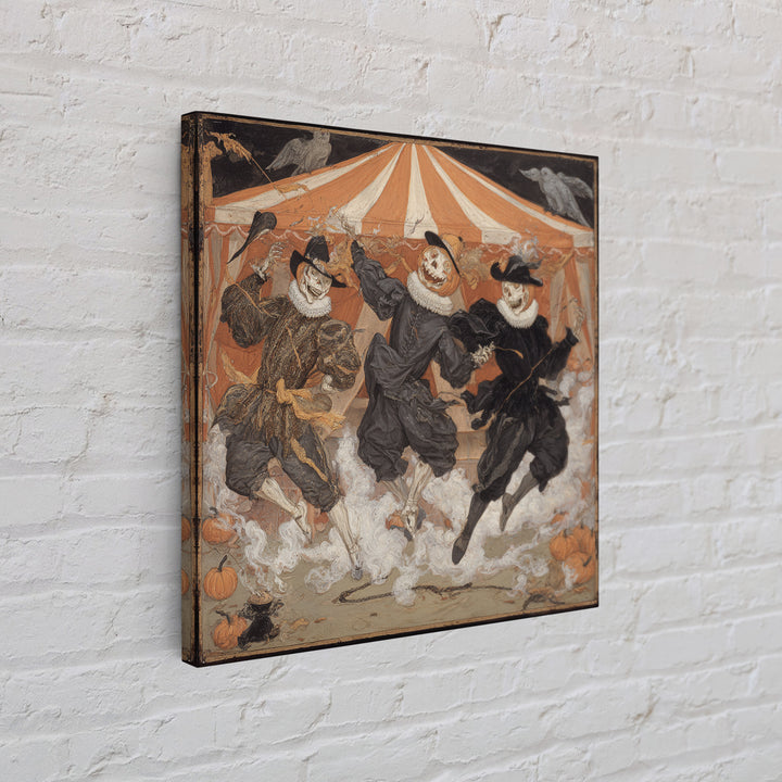 The Jack-O'-Lantern Circus, Danse Macabre Art, Square Wall Art, Dark Halloween Decor, Framed Canvas Print