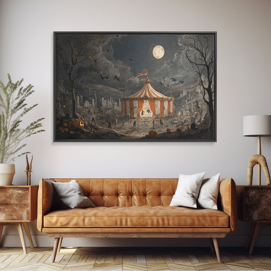 The Jack-O'-Lantern Circus, Romantic Gothic Landscape, Landscape Wall Art, Gothic Horror Wall Art, Canvas Print, Gothic Home Decor