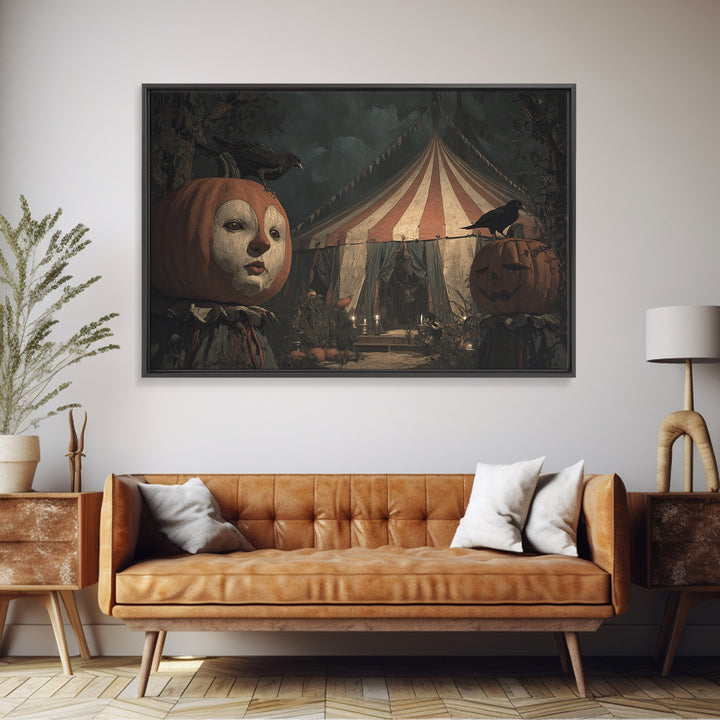 The Jack-O'-Lantern Circus, Symbolist Gothic Landscape, Landscape Wall Art, Dark Fantasy Wall Art, Canvas Print, Halloween Wall Art