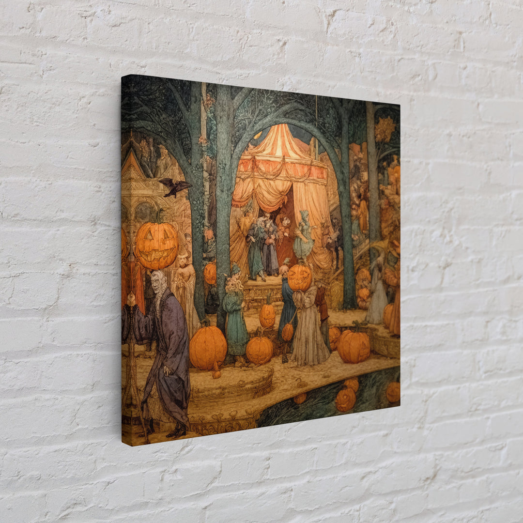 The Jack-O'-Lantern Circus, Ornate Symbolist Art, Square Wall Art, Gothic Horror Wall Art, Framed Canvas Print, Halloween Wall Art