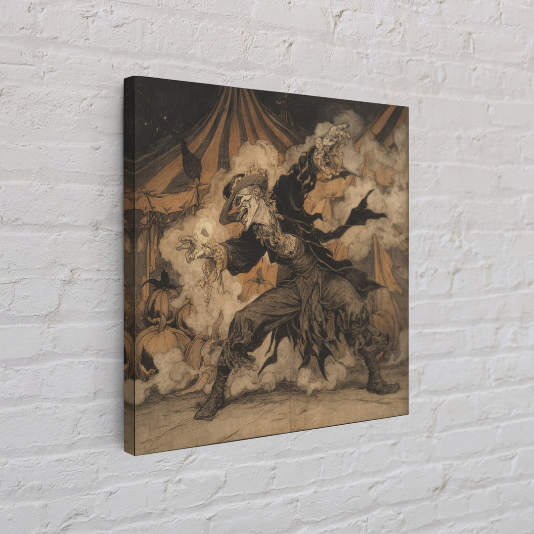 The Jack-O'-Lantern Circus, Decadent Gothic Art, Square Wall Art, Dark Halloween Decor, Canvas Print, Halloween Wall Art