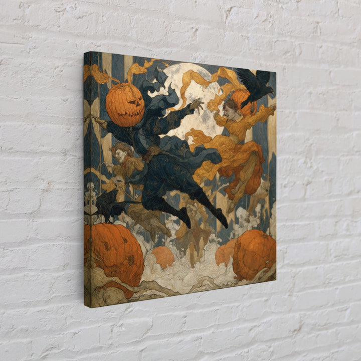 The Jack-O'-Lantern Circus, Symbolist Death Art, Square Wall Art, Dark Fantasy Wall Art, Canvas Print, Halloween Wall Art