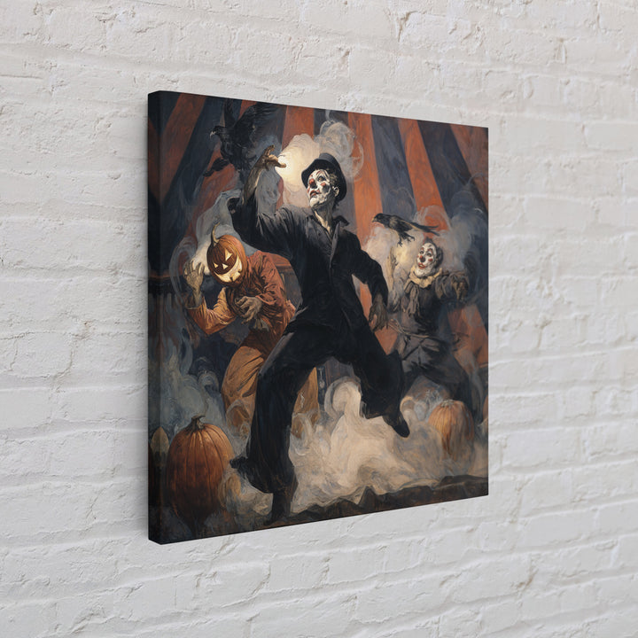 The Jack-O'-Lantern Circus, Expressionist Gothic Art, Square Wall Art, Dark Halloween Decor, Framed Canvas Print, Halloween Wall Art