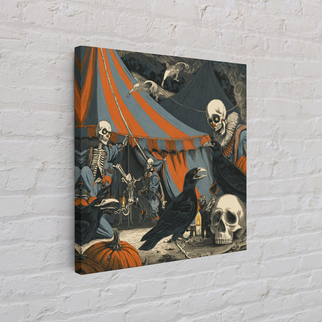 The Jack-O'-Lantern Circus, Macabre Folk Print Art, Square Wall Art, Gothic Horror Wall Art, Framed Canvas Print