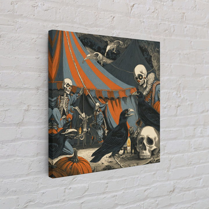 The Jack-O'-Lantern Circus, Macabre Folk Print Art, Square Wall Art, Gothic Horror Wall Art, Framed Canvas Print